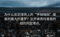 为什么说足球场上的“手球规则”是裁判最大的噩梦？<strong>云开体育</strong>科普裁判组的判定难点。