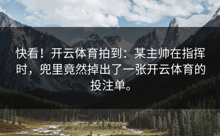 快看！开云体育拍到：某主帅在指挥时，兜里竟然掉出了一张开云体育的投注单。